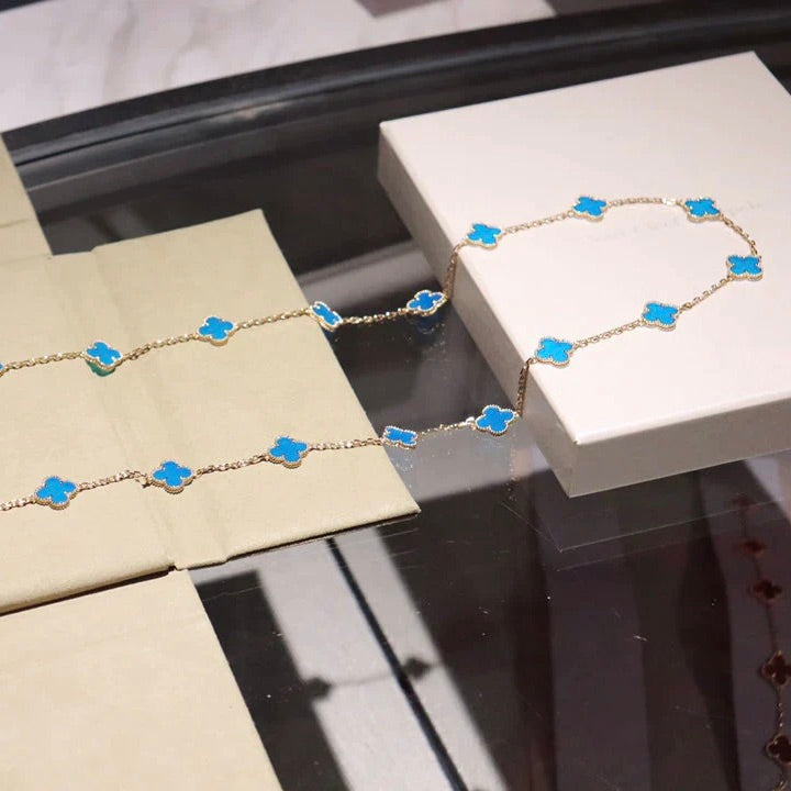 [Marin-Jewelry]CLOVER 20 MOTIFS TURQUOISE GOLD