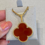[Marin]COLLIER TRÈFLE 25 MM PLAQUÉ OR CORNALINE