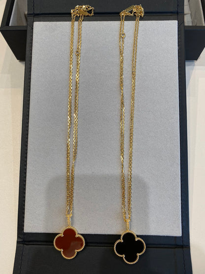 [Marin]CLOVER 25MM NECKLACE GOLD CARNELIAN