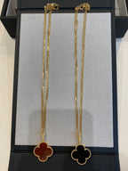 [Marin]COLLIER TRÈFLE 25 MM PLAQUÉ OR CORNALINE
