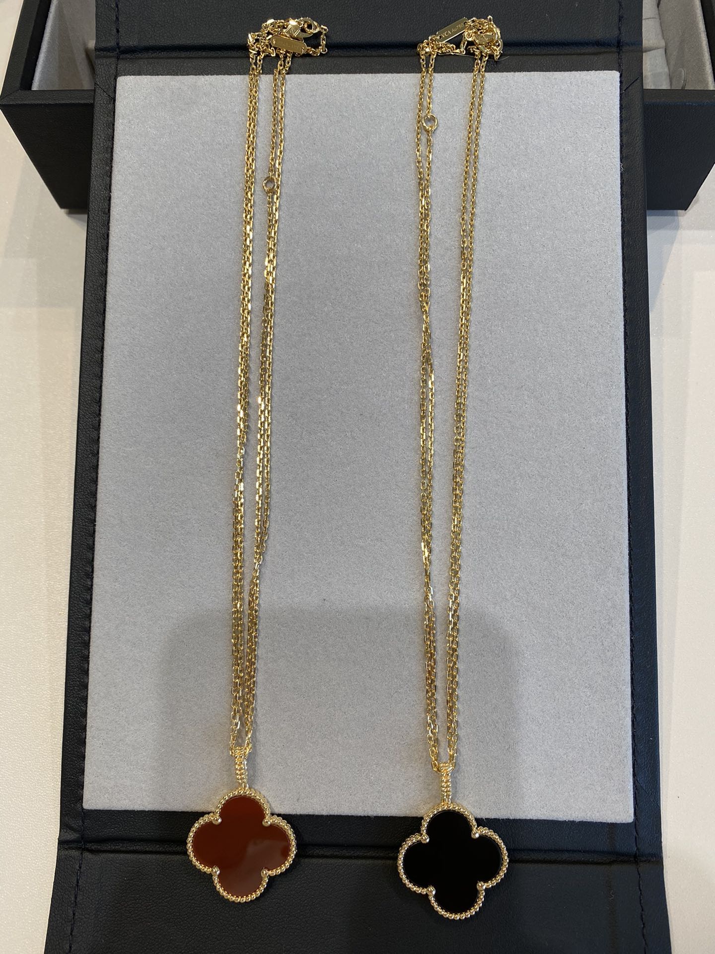 [Marin-Jewelry]CLOVER 25MM NECKLACE GOLD CARNELIAN