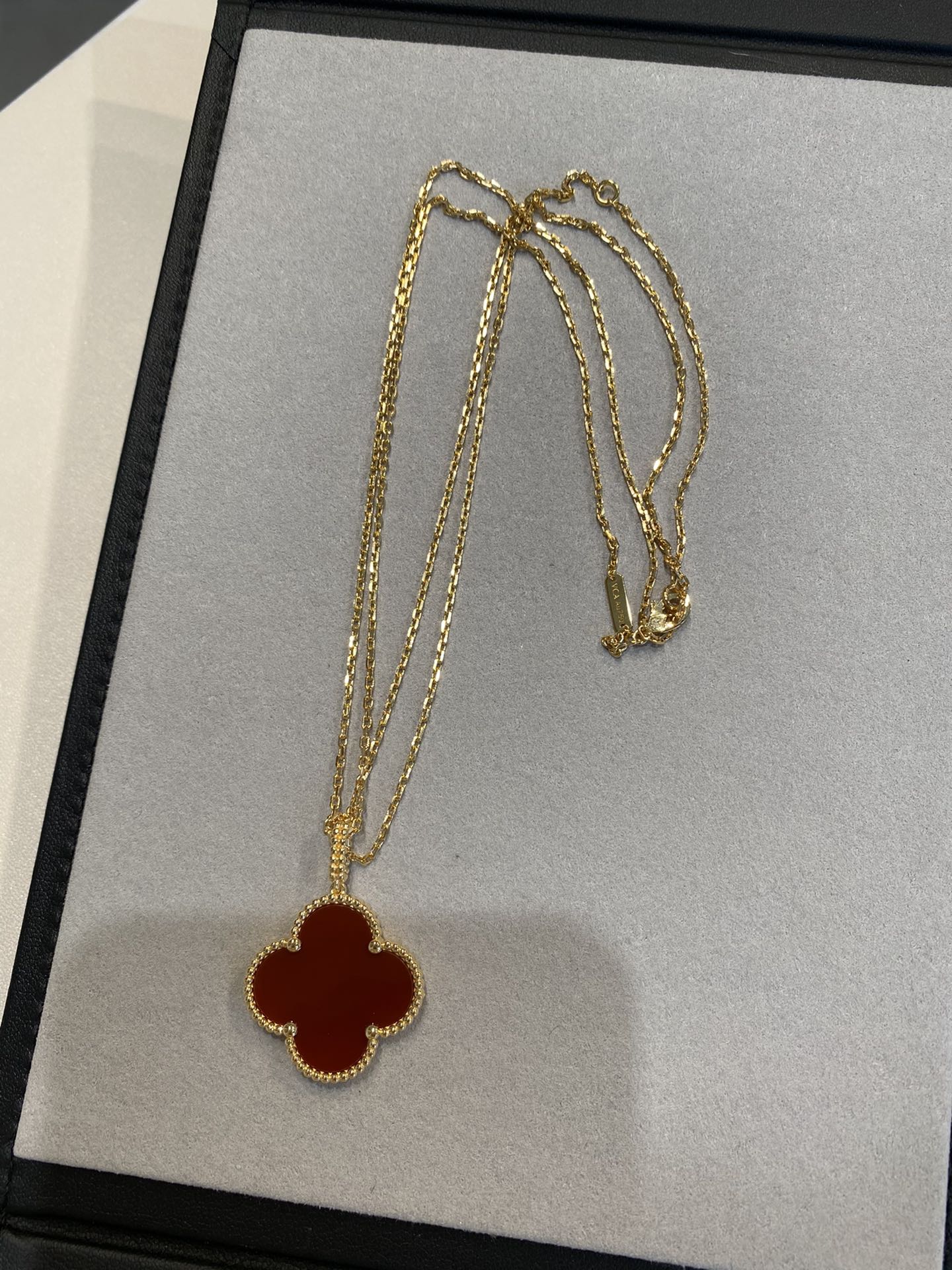 [Marin-Jewelry]CLOVER 25MM NECKLACE GOLD CARNELIAN