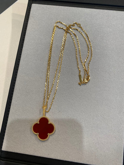 [Marin-Jewelry]CLOVER 25MM NECKLACE GOLD CARNELIAN