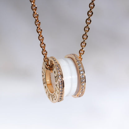 [Marin]ZERO 1 WHITE CERAMIC PINK GOLD DIAMOND NECKLACE