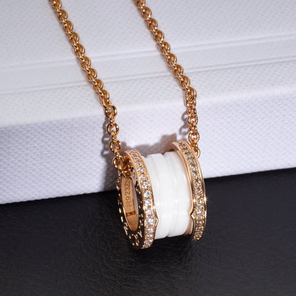 [Marin]ZERO 1 WHITE CERAMIC PINK GOLD DIAMOND NECKLACE