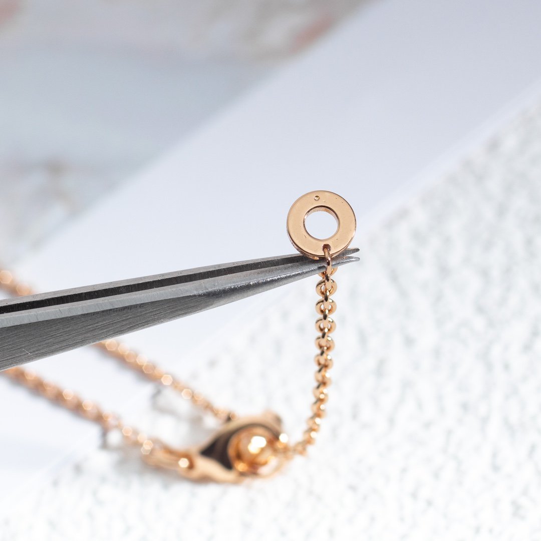 [Marin]ZERO 1 WHITE CERAMIC PINK GOLD DIAMOND NECKLACE