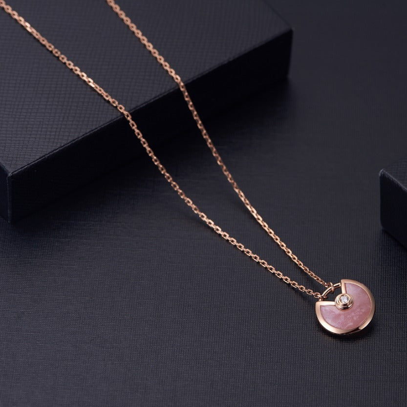 [Marin]COLLIER AMULETTE NACRE ROSE OR ROSE