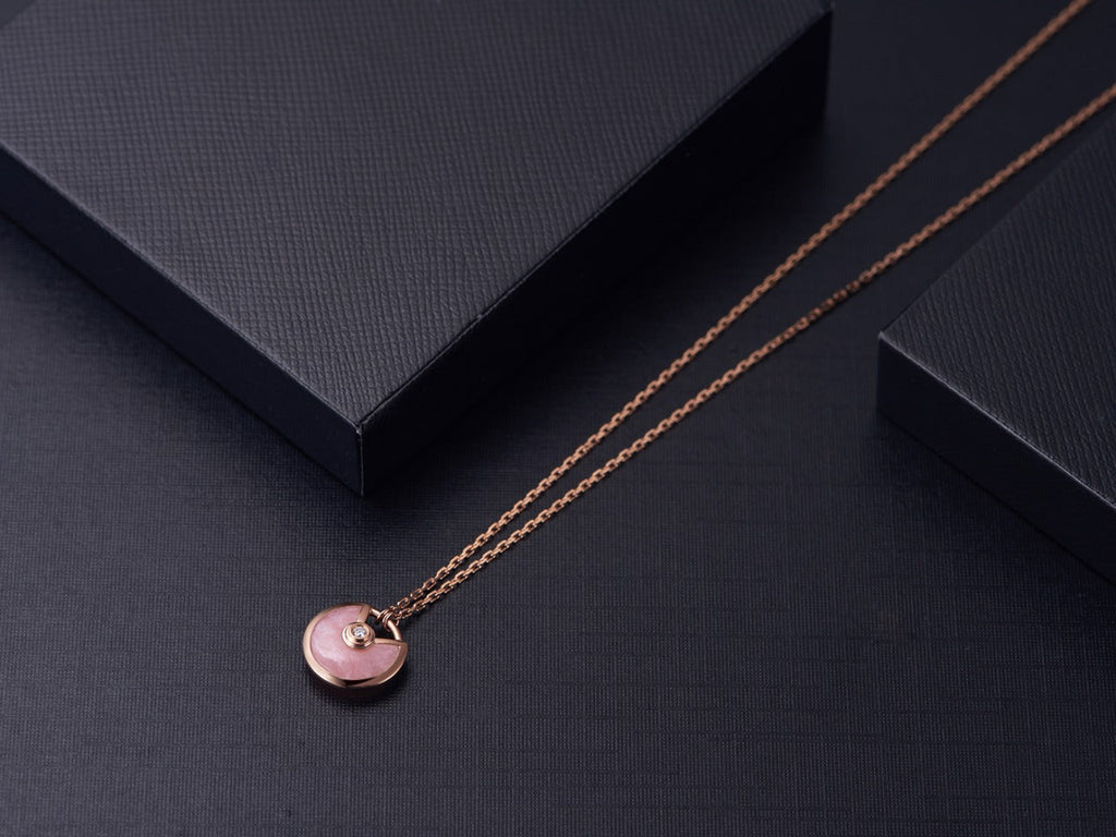 [Marin]AMULETTE ROSE GOLD PINK MOP NECKLACE