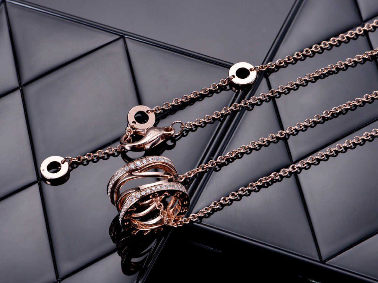 [Marin]ZERO 1 PINK GOLD DIAMOND OPEN NECKLACE