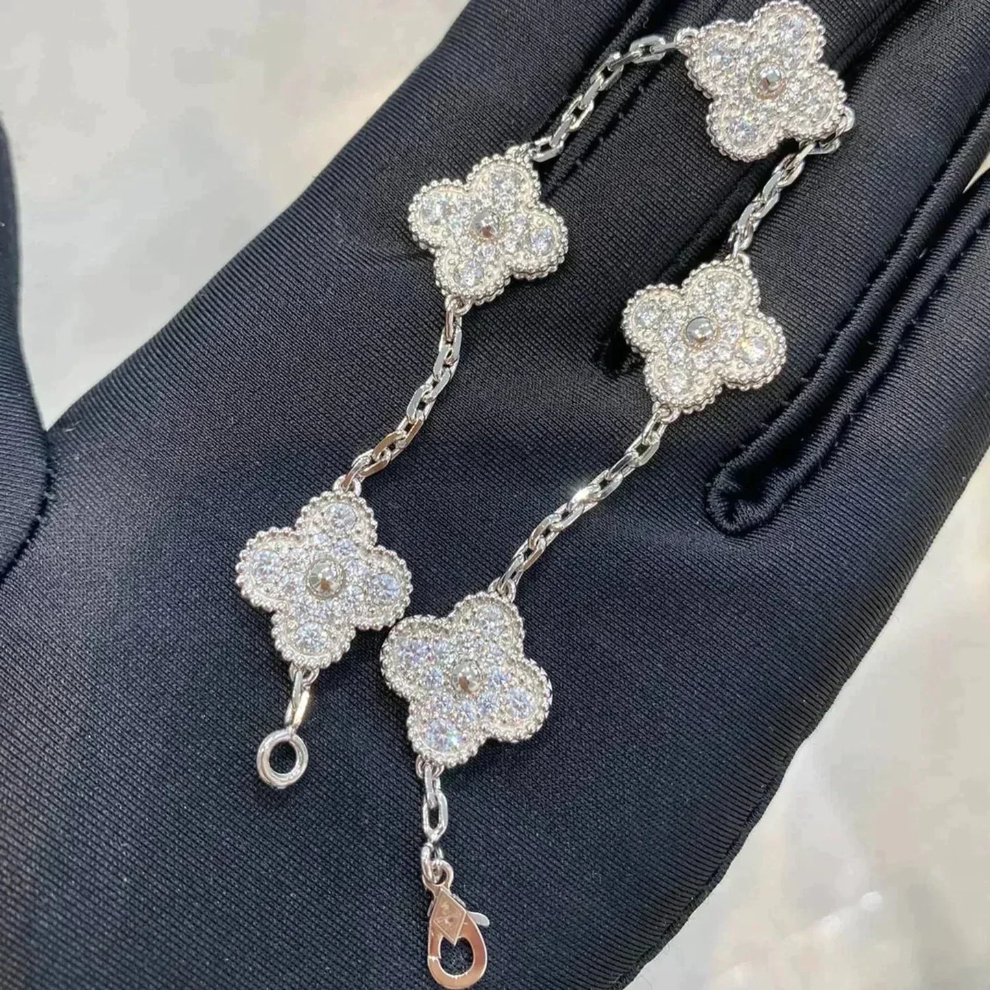 [Marin-Jewelry] CLOVER 5 MOTIF FULL DIAMOND BRACELET COLLECTION