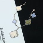 [Marin]BRACELET CLOVER 5 MOTIFS NACRE CHALCEDOINE ARGENT