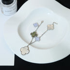 [Marin]BRACELET CLOVER 5 MOTIFS NACRE CHALCEDOINE ARGENT