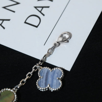 [Marin-Jewelry]CLOVER BRACELET 5 MOTIFS MOP CHALCEDONY SILVER