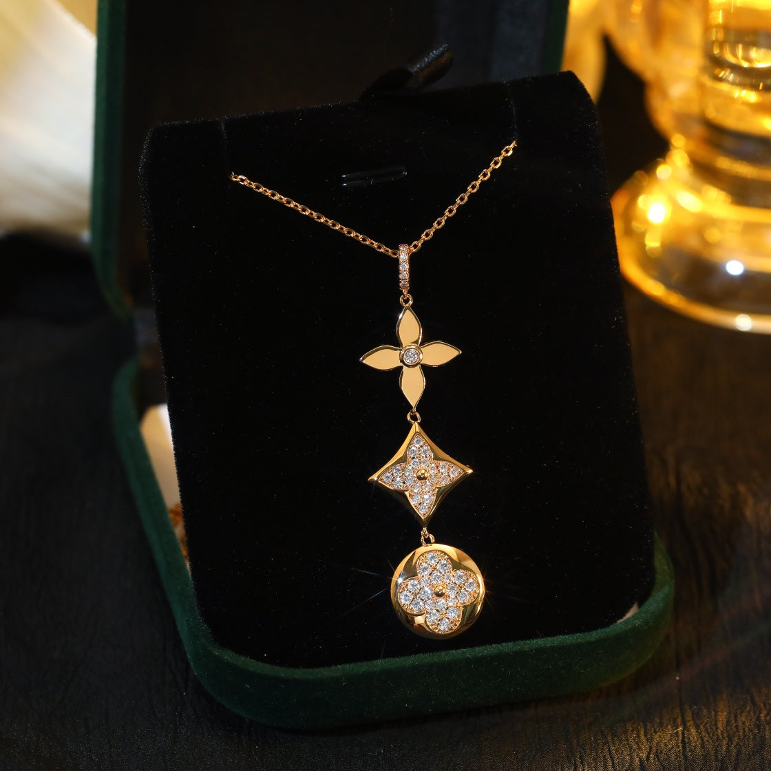 [Marin]COLLIER ÉTOILE ET SOLEIL EN OR ROSE DIAMANTS