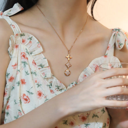 [Marin-Jewelry]STAR AND SUN DIAMOND PINK GOLD NECKLACE