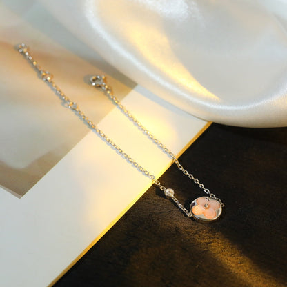 [Marin-Jewelry]SUN MOTIF PINK MOP SILVER BRACELET