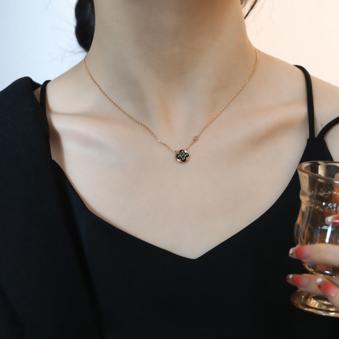 [Marin]COLLIER SUN PENDENTIF OR ROSE 1 DIAMANT