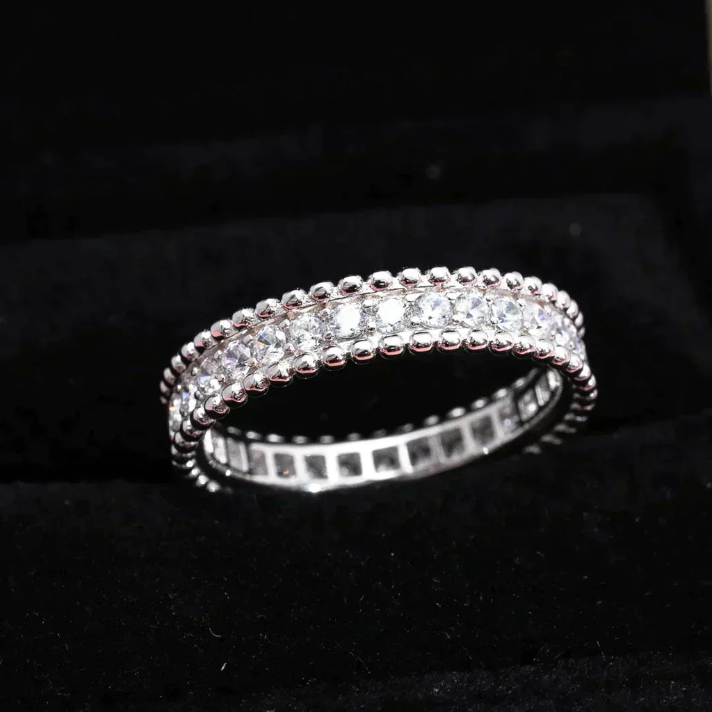 [Marin]BAGUE EN ARGENT SERTIE DE DIAMANTS PERLÉS