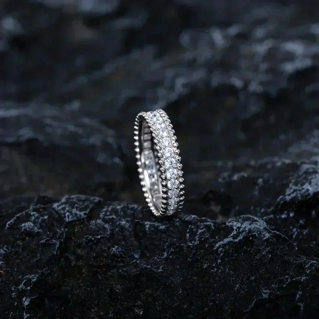 [Marin]BAGUE EN ARGENT SERTIE DE DIAMANTS PERLÉS