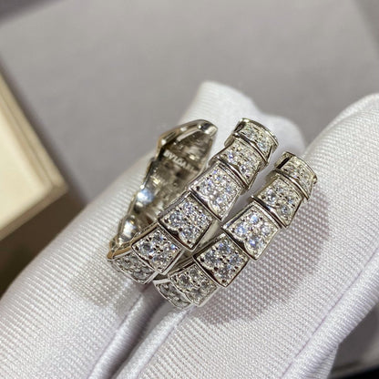 [Marin]SERPENTI DOUBLE RING SILVER DIAMOND PAVED