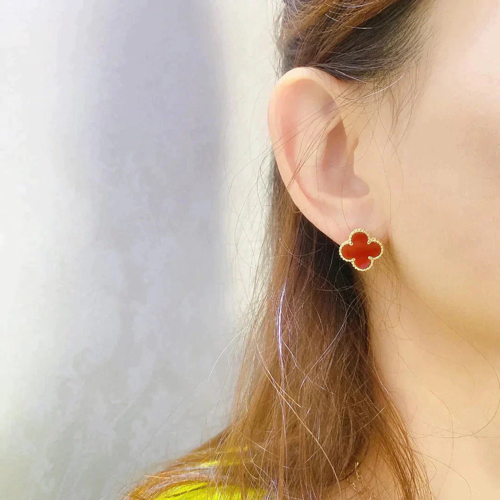 [Marin]CLOVER MEDIUM 1 MOTIFS CARNELIAN BOUCLES D'OREILLES
