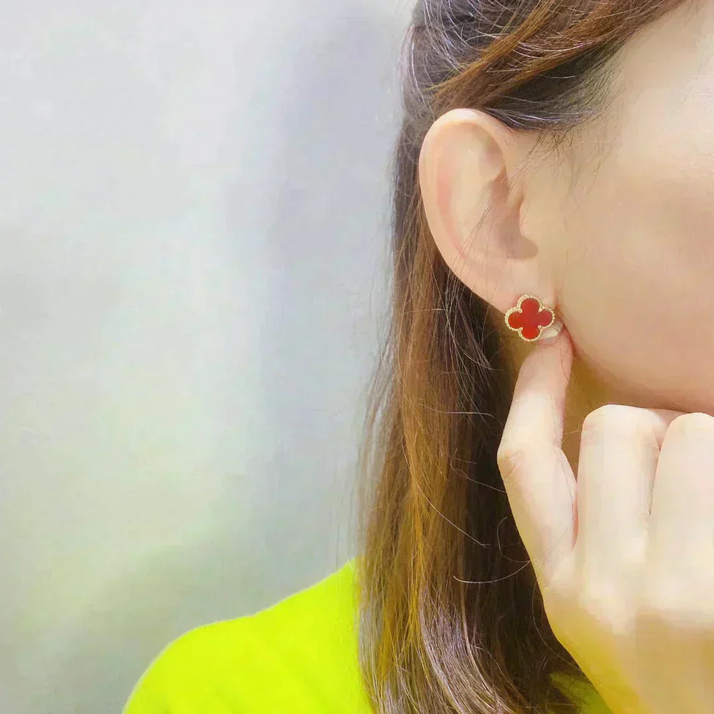 [Marin]CLOVER MEDIUM 1 MOTIFS CARNELIAN BOUCLES D'OREILLES