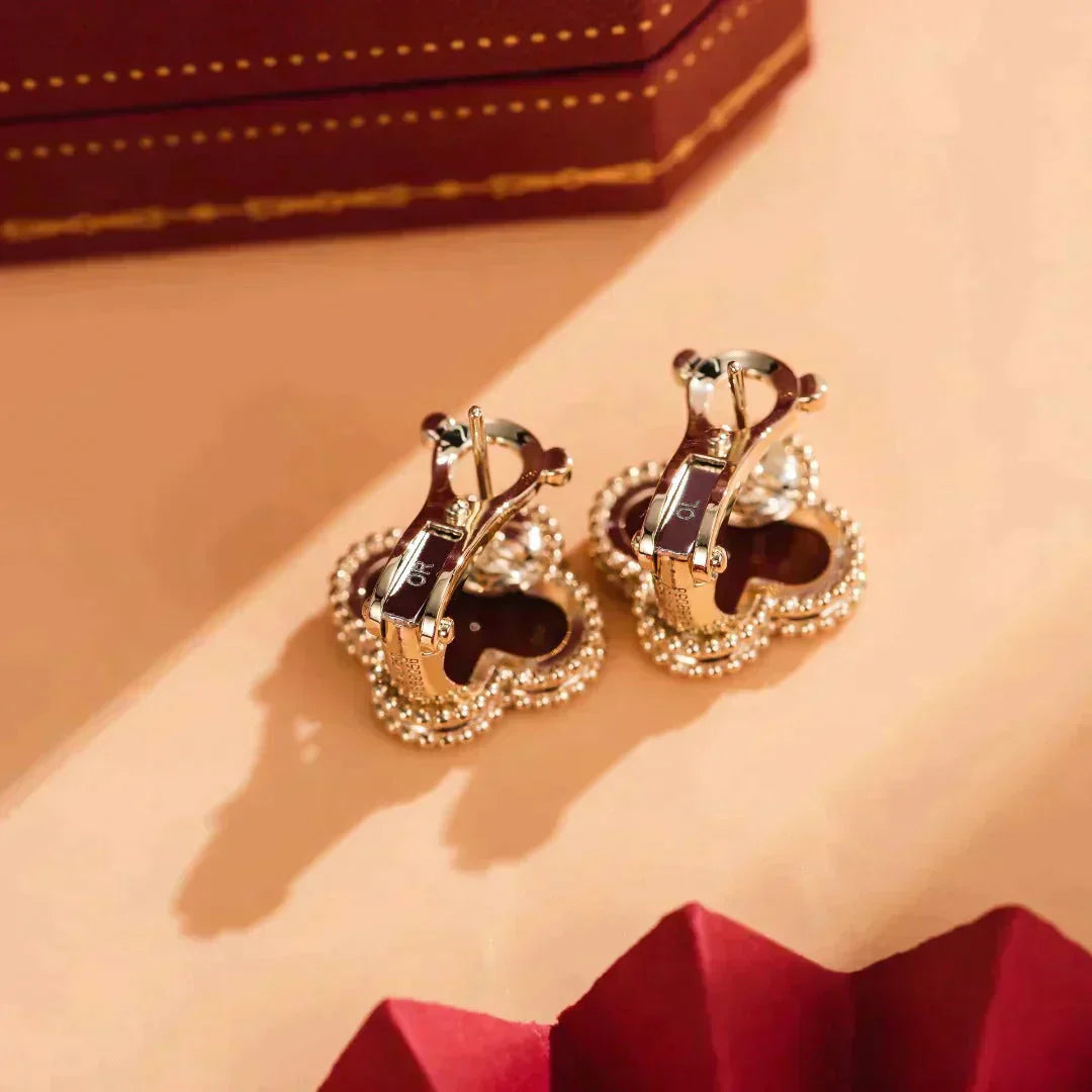 [Marin]CLOVER MEDIUM 1 MOTIFS CARNELIAN BOUCLES D'OREILLES