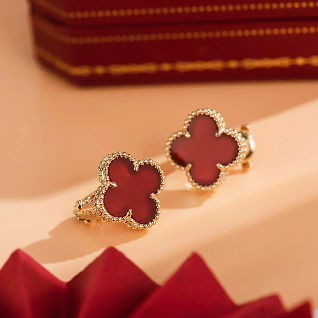 [Marin]CLOVER MEDIUM 1 MOTIFS CARNELIAN BOUCLES D'OREILLES