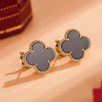 [Marin] CLOUS D'OREILLES ONYX CLOVER MEDIUM 1 MOTIFS