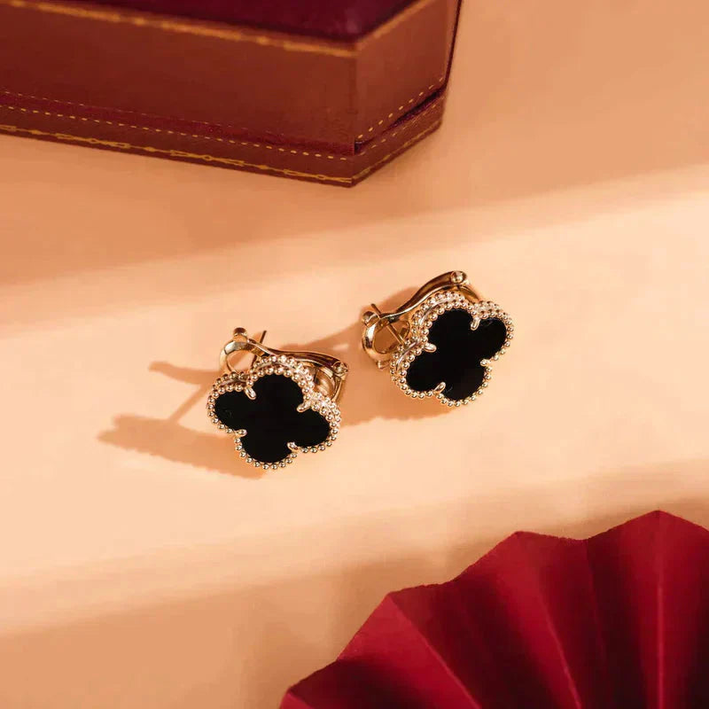 [Marin] CLOUS D'OREILLES ONYX CLOVER MEDIUM 1 MOTIFS