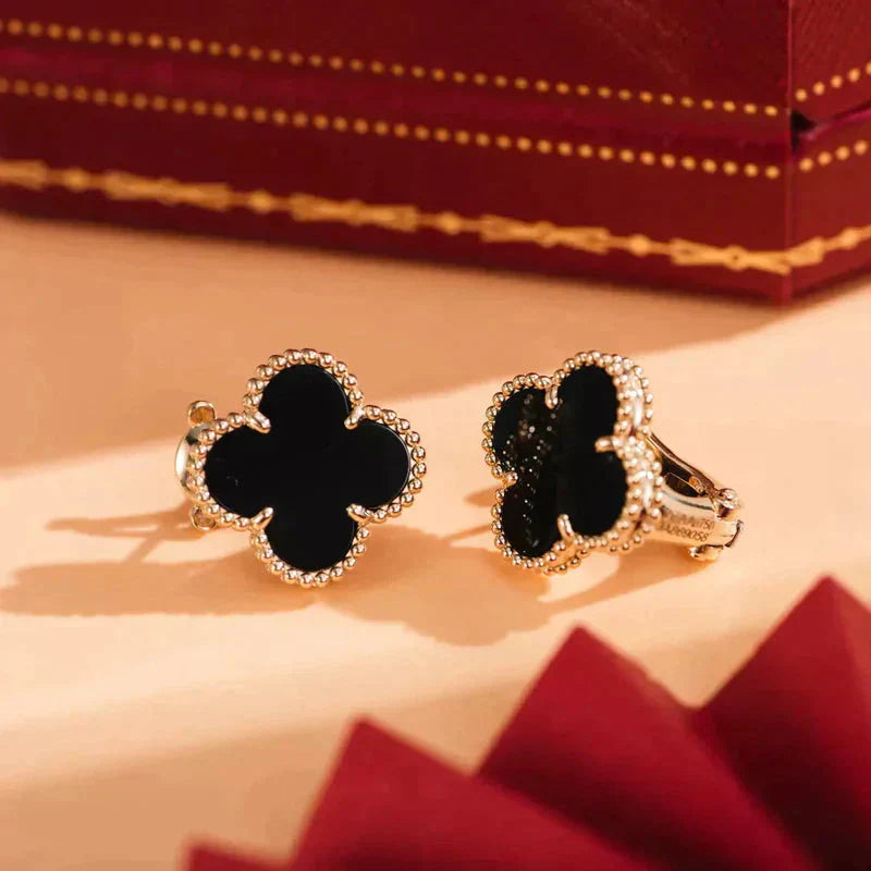 [Marin] CLOUS D'OREILLES ONYX CLOVER MEDIUM 1 MOTIFS