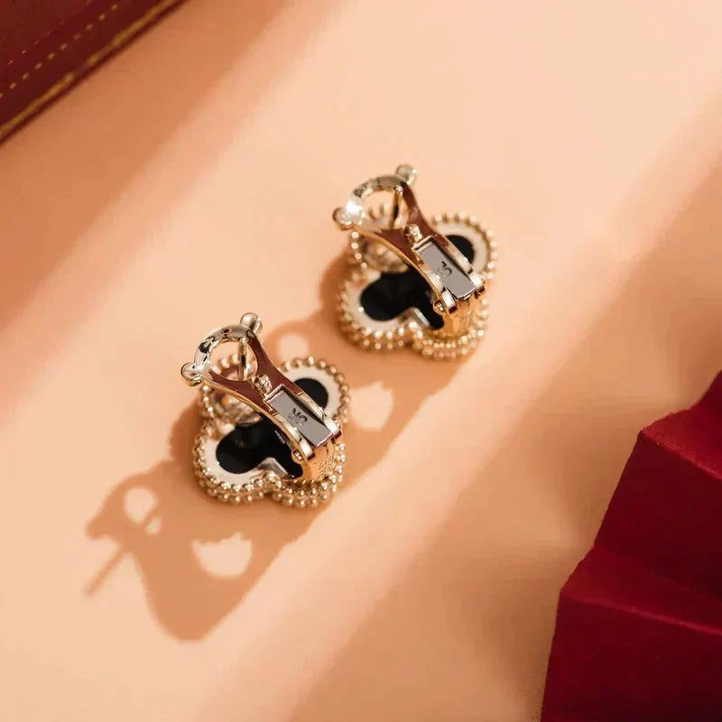 [Marin] CLOUS D'OREILLES ONYX CLOVER MEDIUM 1 MOTIFS