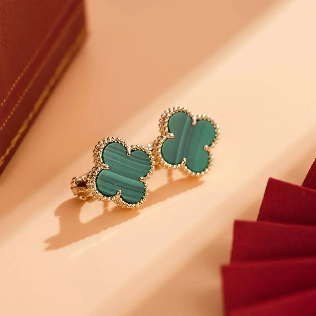[Marin]CLOVER MEDIUM 1 MOTIFS MALACHITE  EARRINGS