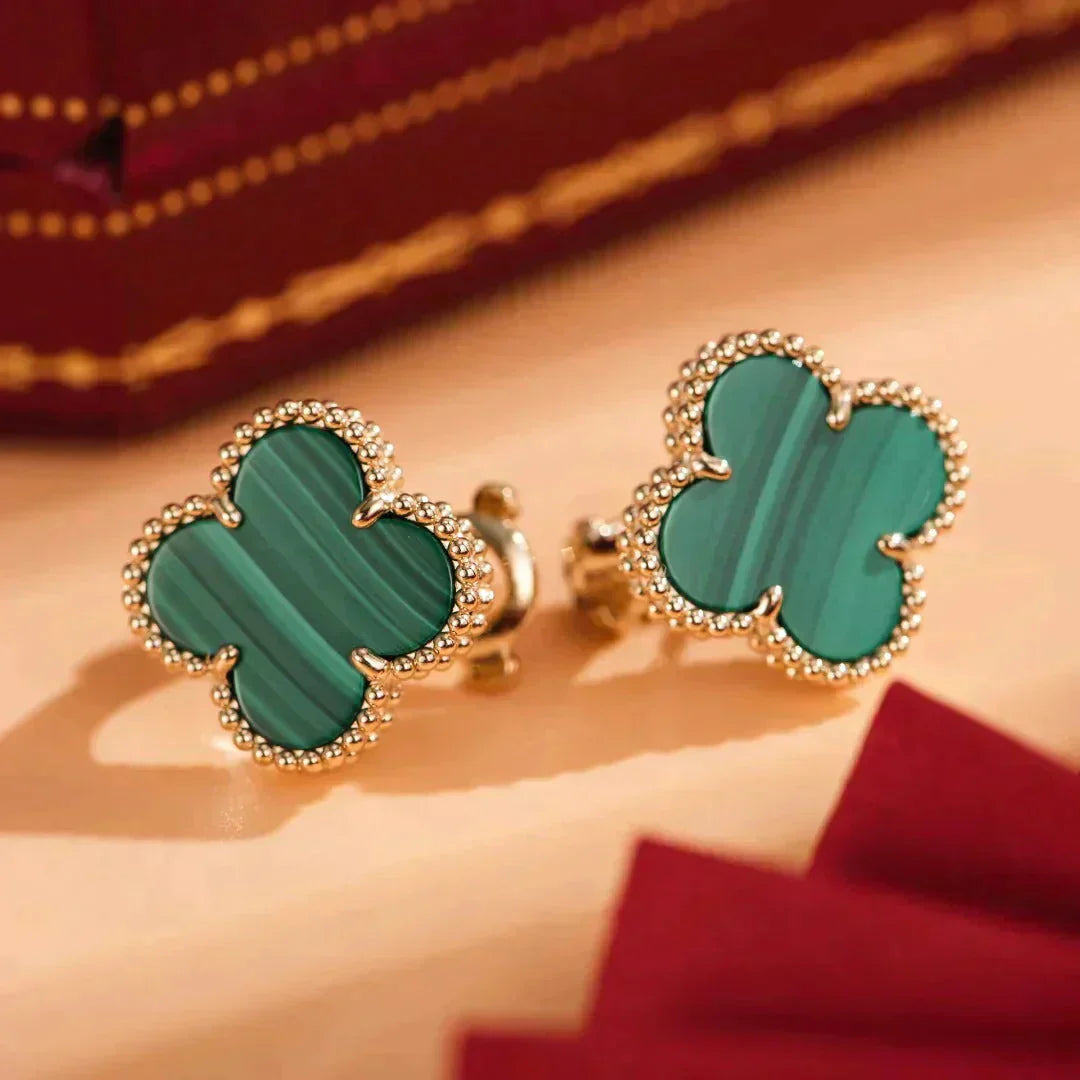 [Marin]CLOVER MEDIUM 1 MOTIFS MALACHITE  EARRINGS