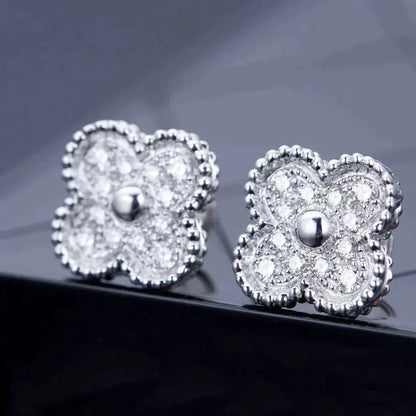 [Marin]CLOVER 1 MOTIFS DIAMOND STUD EARRINGS SILVER