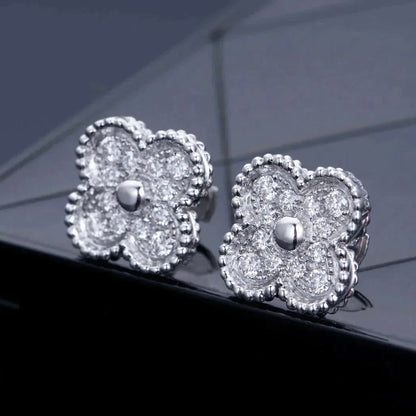 [Marin-Jewelry]CLOVER 1 MOTIFS DIAMOND STUD EARRINGS SILVER