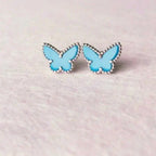 [Marin]BOUCLES D'OREILLES PAPILLON TURQUOISE ARGENT