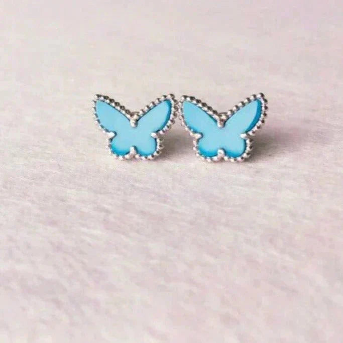 [Marin]BUTTERFLY TURQUOISE EARRINGS SILVER