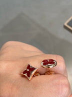 [Marin]STAR AND SUN PINK GOLD CARNELIAN STUD EARRINGS