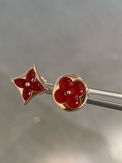 [Marin-Jewelry]STAR AND SUN PINK GOLD CARNELIAN STUD EARRINGS