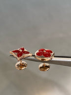 [Marin]STAR AND SUN PINK GOLD CARNELIAN STUD EARRINGS