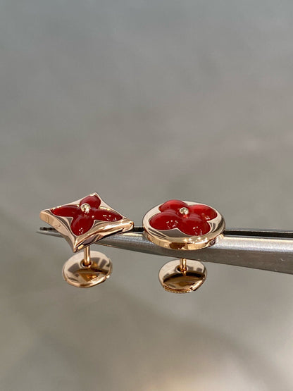 [Marin-Jewelry]STAR AND SUN PINK GOLD CARNELIAN STUD EARRINGS