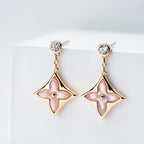 [Marin]DOUBLE STAR PINK GOLD MOP DROP EARRINGS