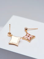 [Marin]DOUBLE STAR PINK GOLD MOP DROP EARRINGS