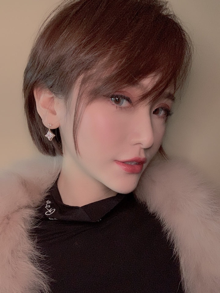 [Marin-Jewelry]DOUBLE STAR PINK GOLD MOP DROP EARRINGS