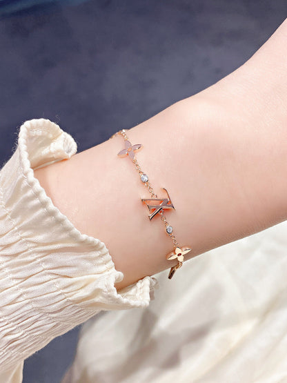 [Marin-Jewelry]STAR AND SUN 7 MOTIFS GOLD BRACELET