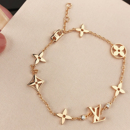 [Marin-Jewelry]STAR AND SUN 7 MOTIFS GOLD BRACELET