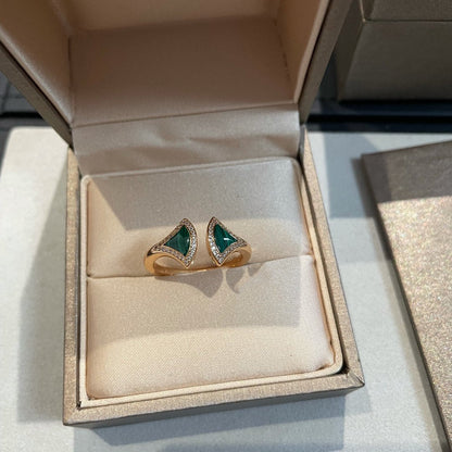 [Marin]DREAM MALACHITE DIAMOND OPEN RING