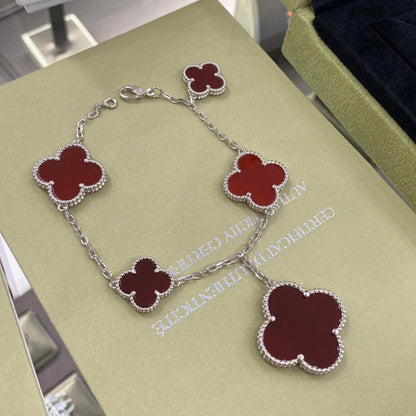 [Marin-Jewelry]CLOVER 5 MOTIFS SIVLER CARNELIAN BRACELET