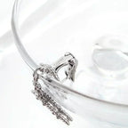 [Marin]CLOVER 2 MOTIFS DIAMANT ONYX BOUCLES D'OREILLES ARGENT